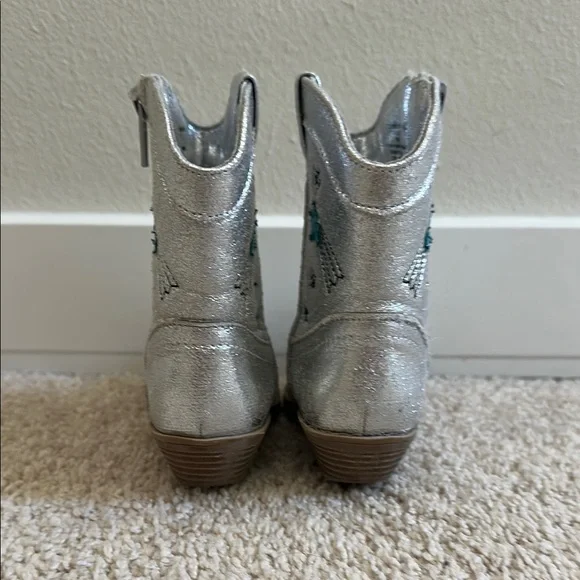 Tucker + Tate Silver Toddler Cowgirl Boots with Pink and Gold Accents - Picture 5 of 6